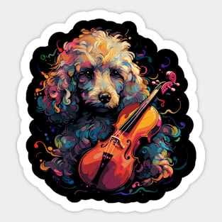 Poodle Playing Violin Sticker